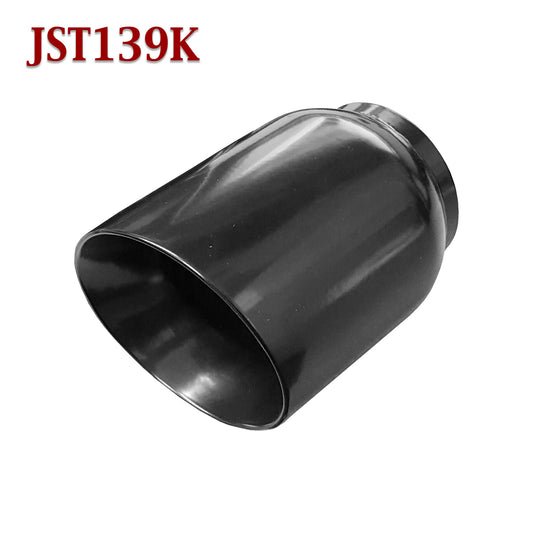 JST139K 2.5" Black Stainless Round Exhaust Tip 2 1/2" Inlet 4" Outlet 5" Long