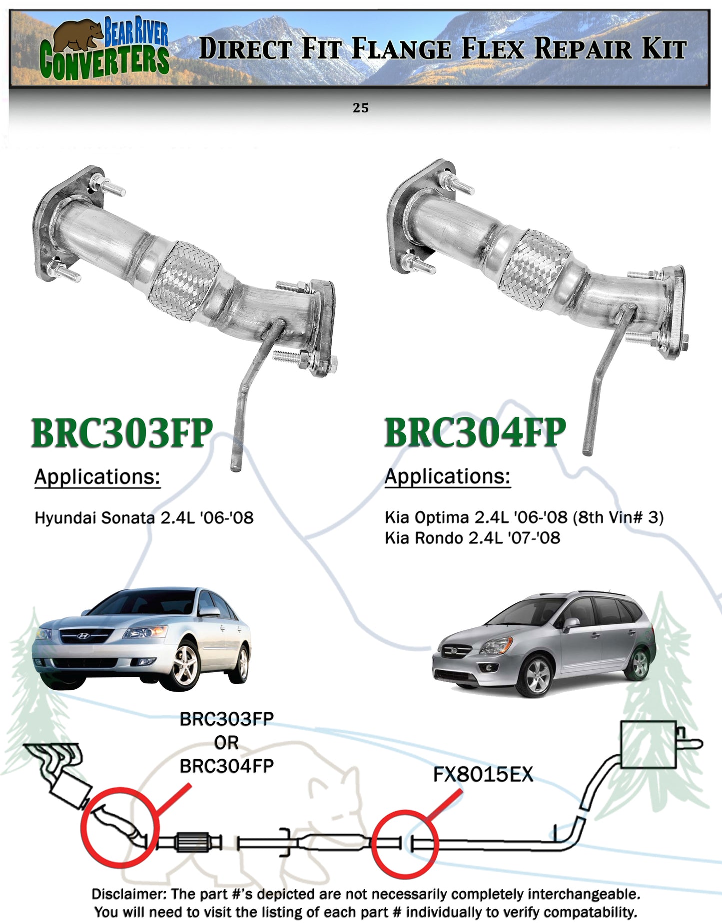 Flange Flex Exhaust Repair Front Pipe Coupling Kit for Hyundai Sonata 2.4L