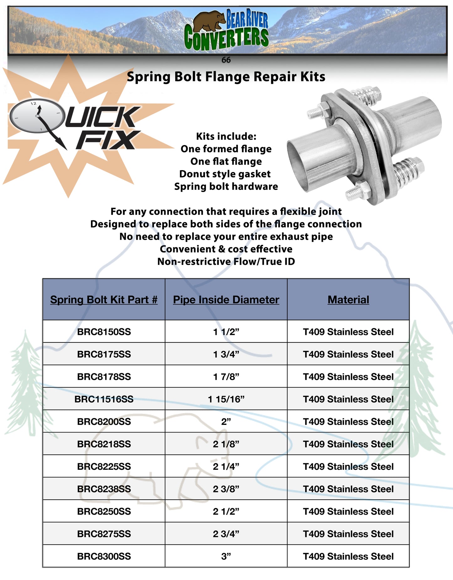 1 15/16" Exhaust Muffler Flange Pipe Repair Spherical Joint Semi Direct Fit Kit