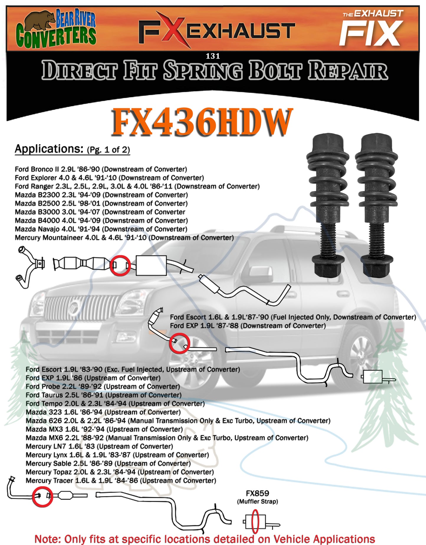 FX436HDW Exhaust Spring Bolt Stud & Nut Hardware Repair Replacement Kit