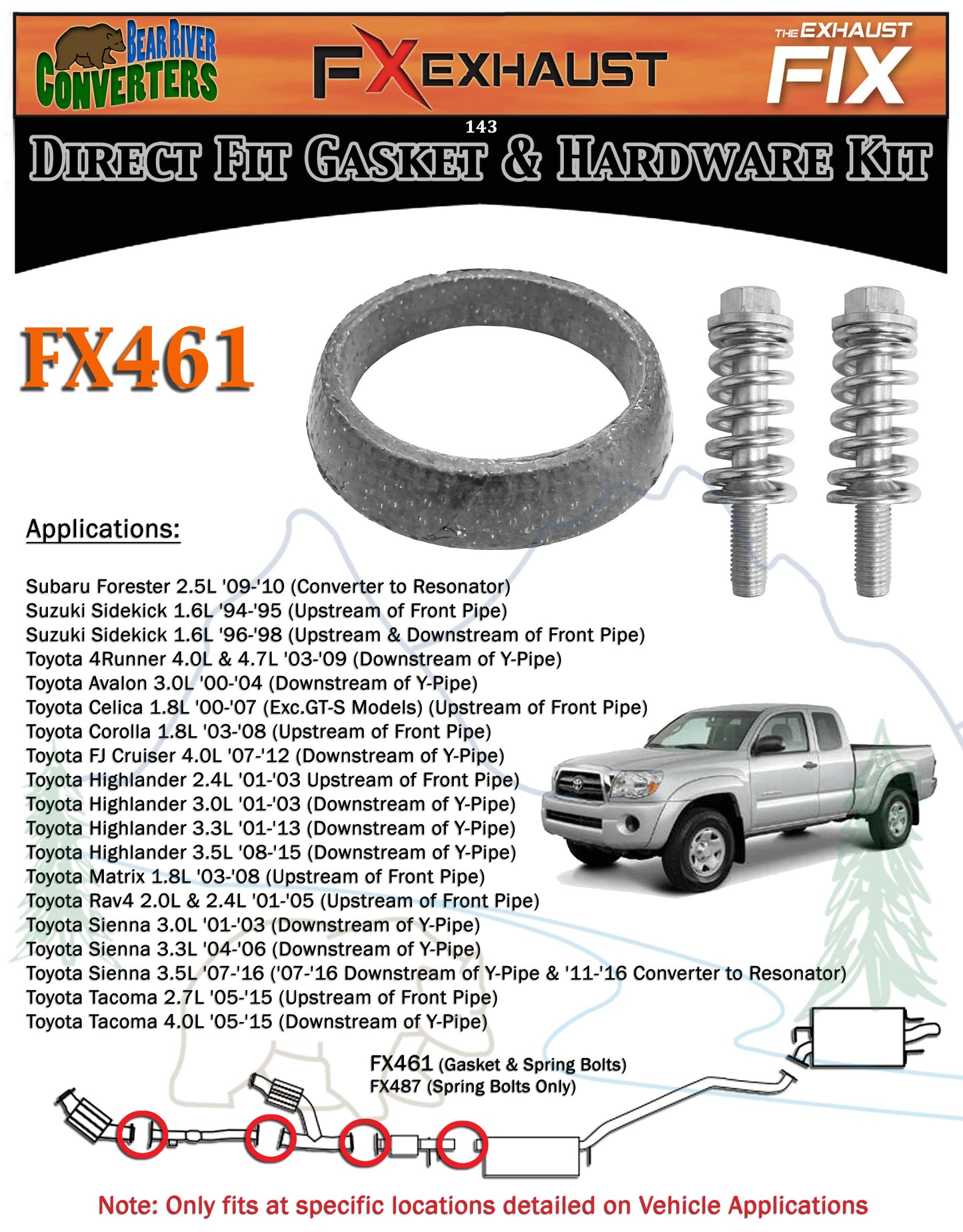 2 3/8" Donut Gasket & Spring Bolts for Forester Matrix Exhaust Hardware