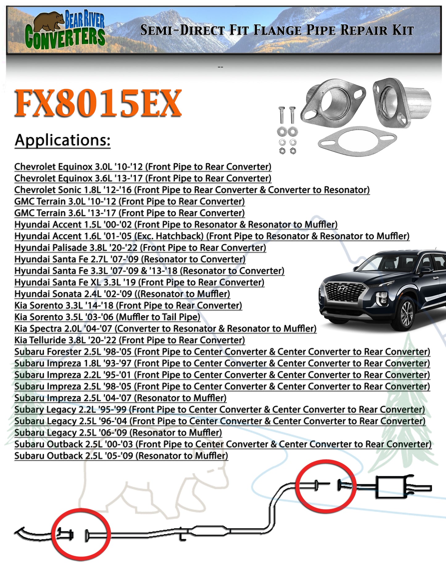 2" Flange Pipe Exhaust Repair QuickFix For Chevrolet Hyundai Kia Subaru GMC