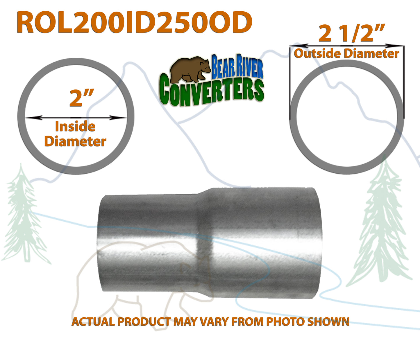 ROL200ID250OD 617566 Exhaust Pipe Adapter Reducer - Connect 2" OD Pipe to 2.5" ( 2 1/2 ) ID Pipe