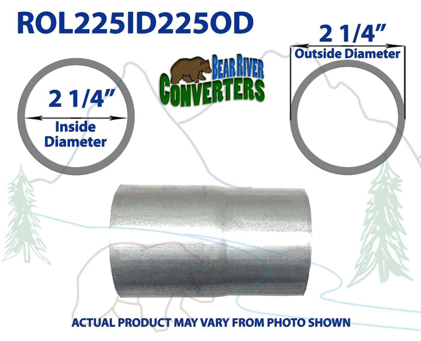 ROL225ID225OD 548512 2 1/4” ID to 2 1/4” OD Universal Exhaust Pipe to Component Coupling Connector