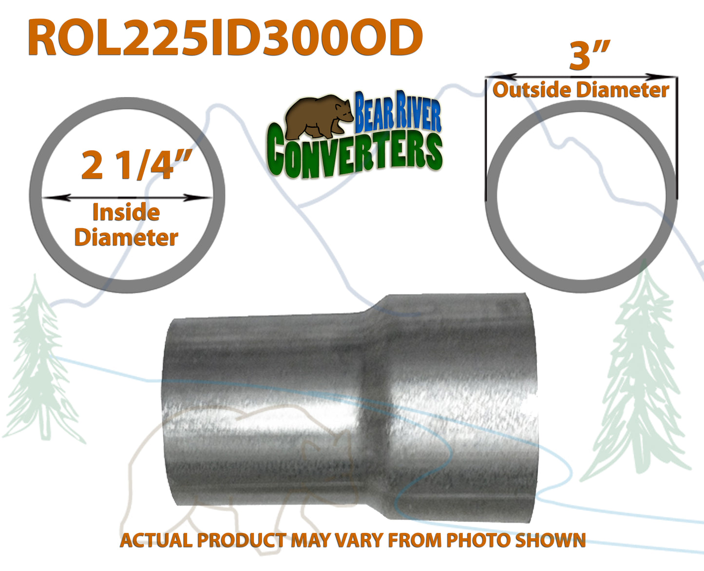 ROL225ID300OD 617573 Exhaust Pipe Adapter Reducer - Connect 2.25" ( 2 1/4 ) OD Pipe to 3" ID Pipe