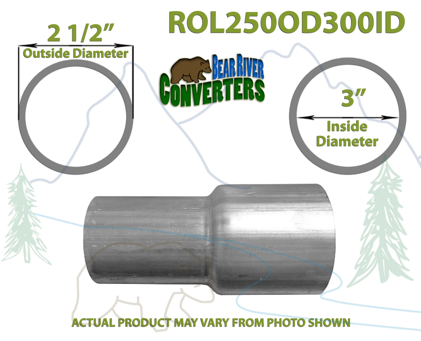 ROL250OD300ID 617571 Exhaust Pipe Adapter Reducer - Connect 2.5" ( 2 1/2 ) ID Pipe to 3" OD Pipe