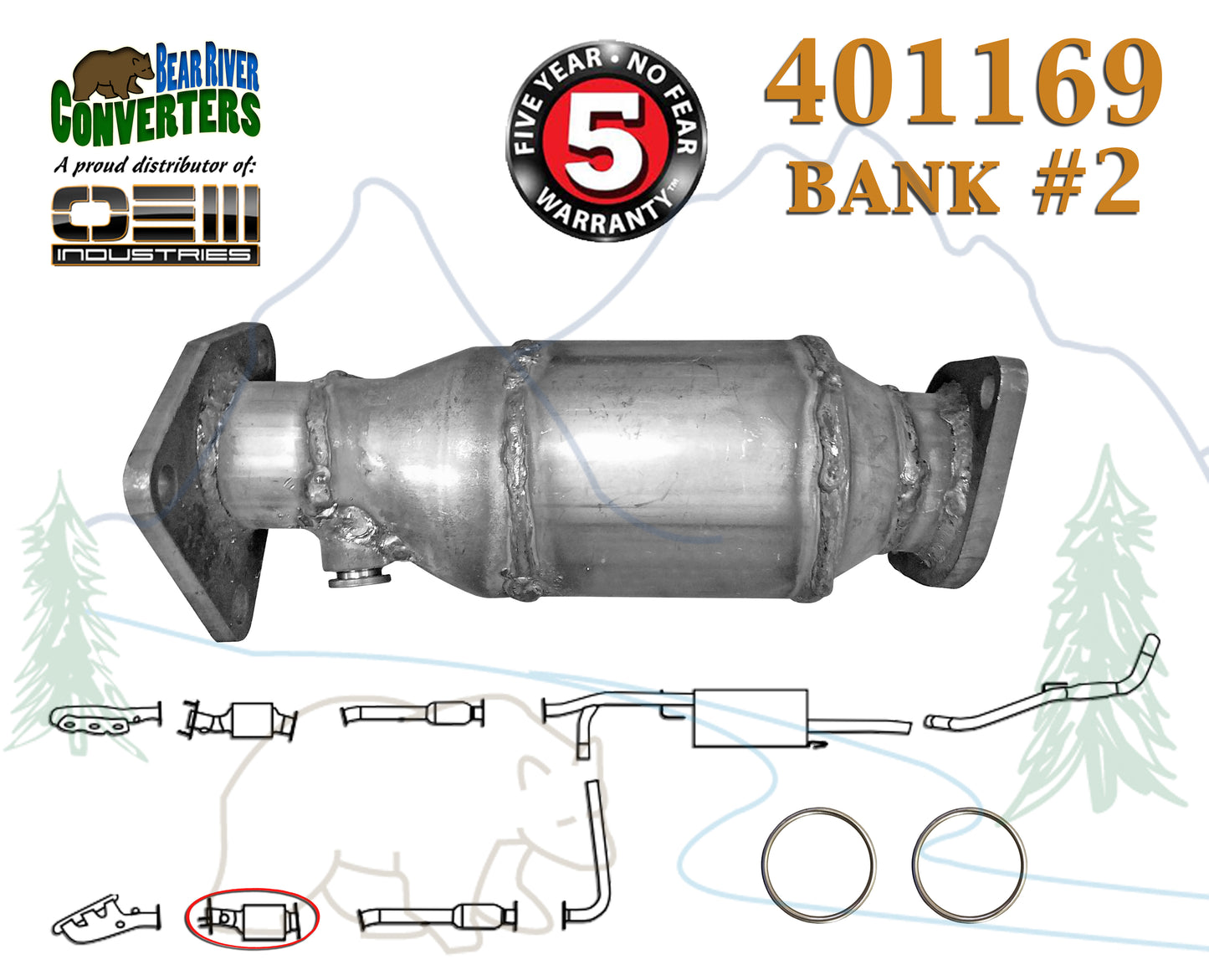 401169 Direct Fit Catalytic Converter Bank 2 for PO430 Frontier Pathfinder Xterra 4.0L