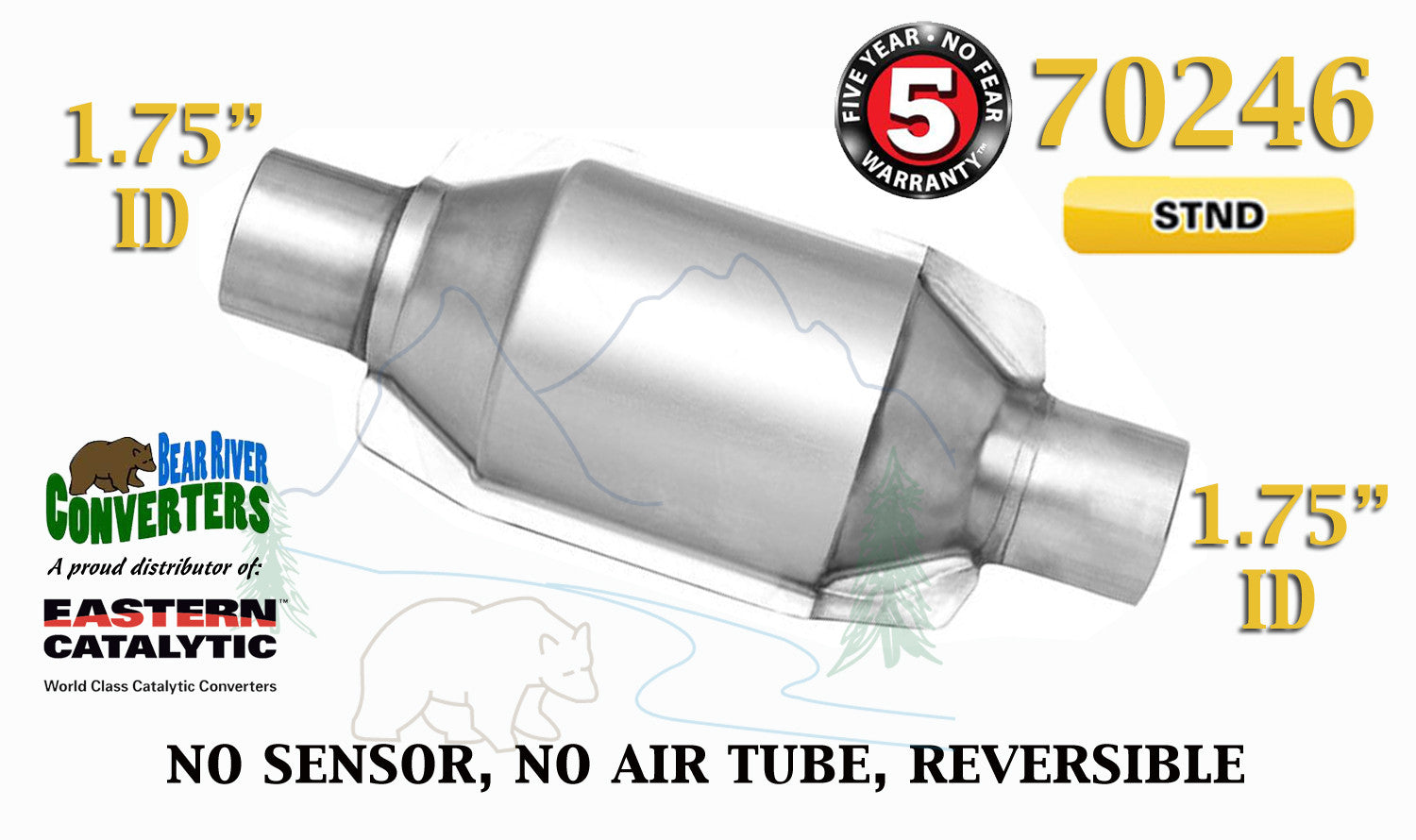 70246 Eastern Universal Catalytic Converter Standard 1.75” 1 3/4” Pipe 8” Body - Bear River Converters