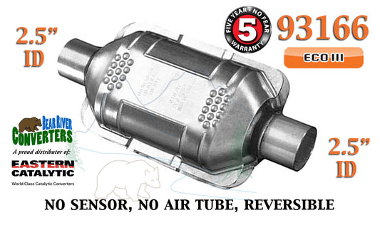 93166 Eastern Universal Catalytic Converter ECO III 2.5” 2 1/2” Pipe 10” Body - Bear River Converters