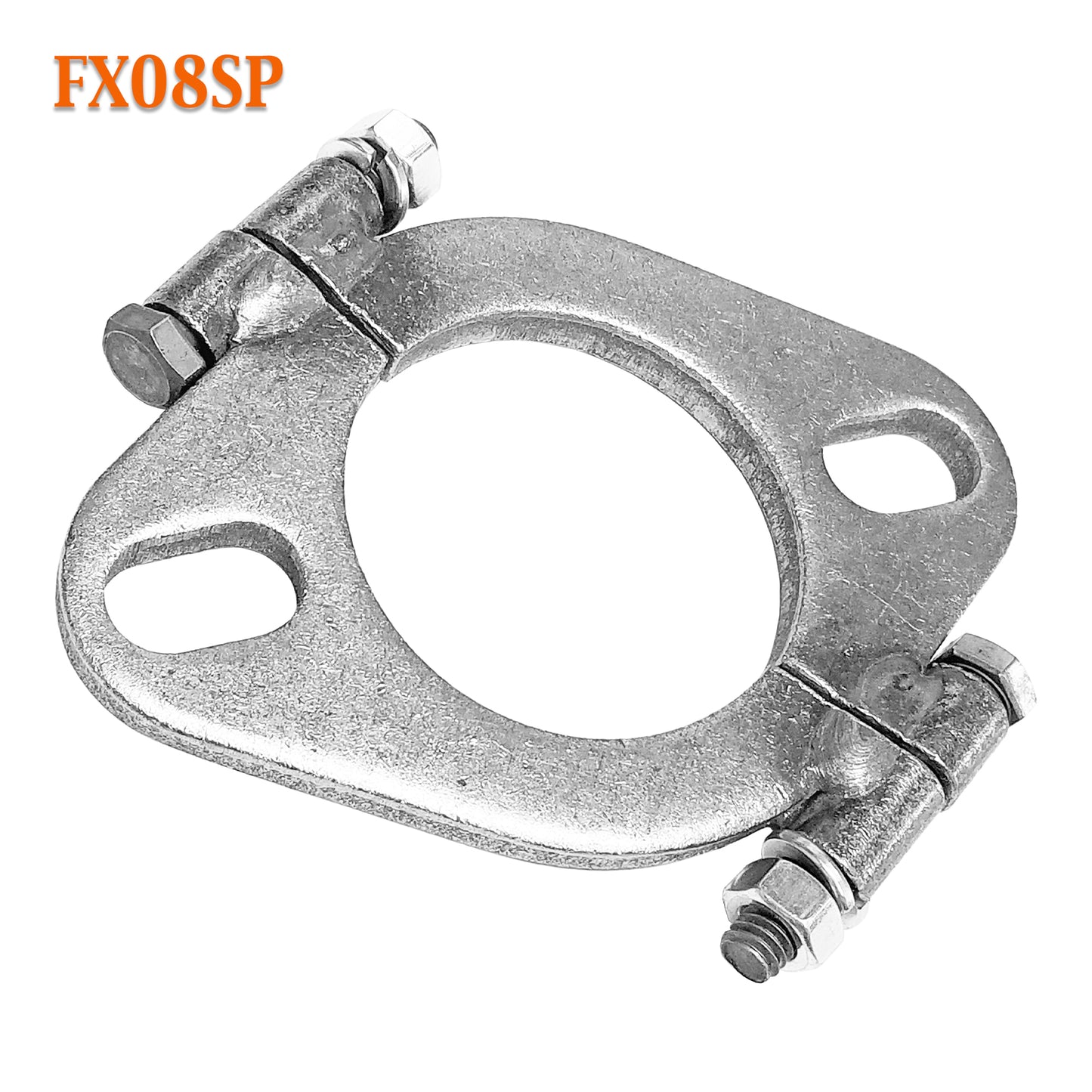 FX08SP 2 3/8" ID Flat Oval Two Bolt Split Exhaust Flange For 2.25" - 2.375" Pipe