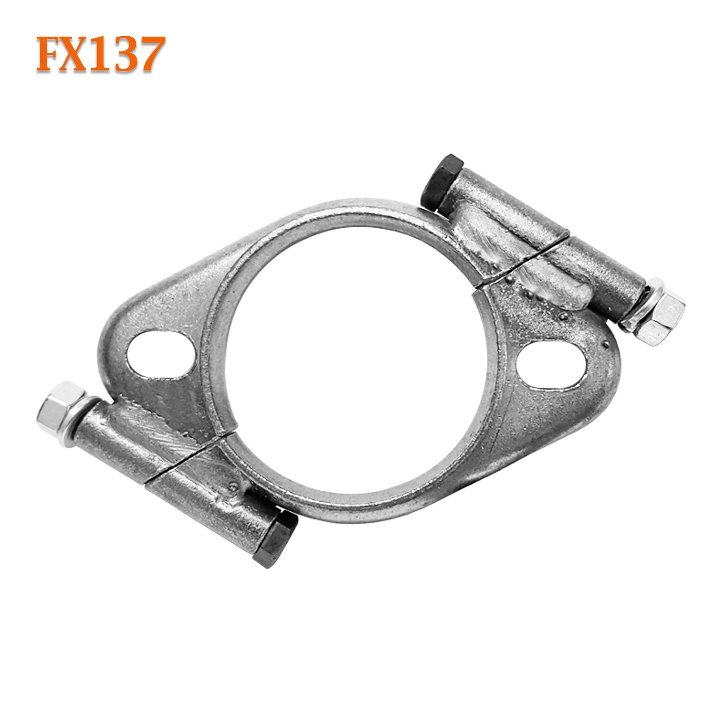 FX137 2 1/2" ID Exhaust Flange Formed Oval Angle Split For 2 1/4" OD Flared Pipe