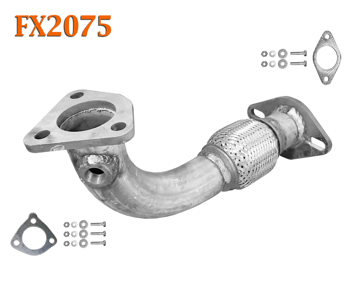 FX2075 Direct Fit Exhaust Flange Repair Flex Pipe Replacement Kit With Gaskets