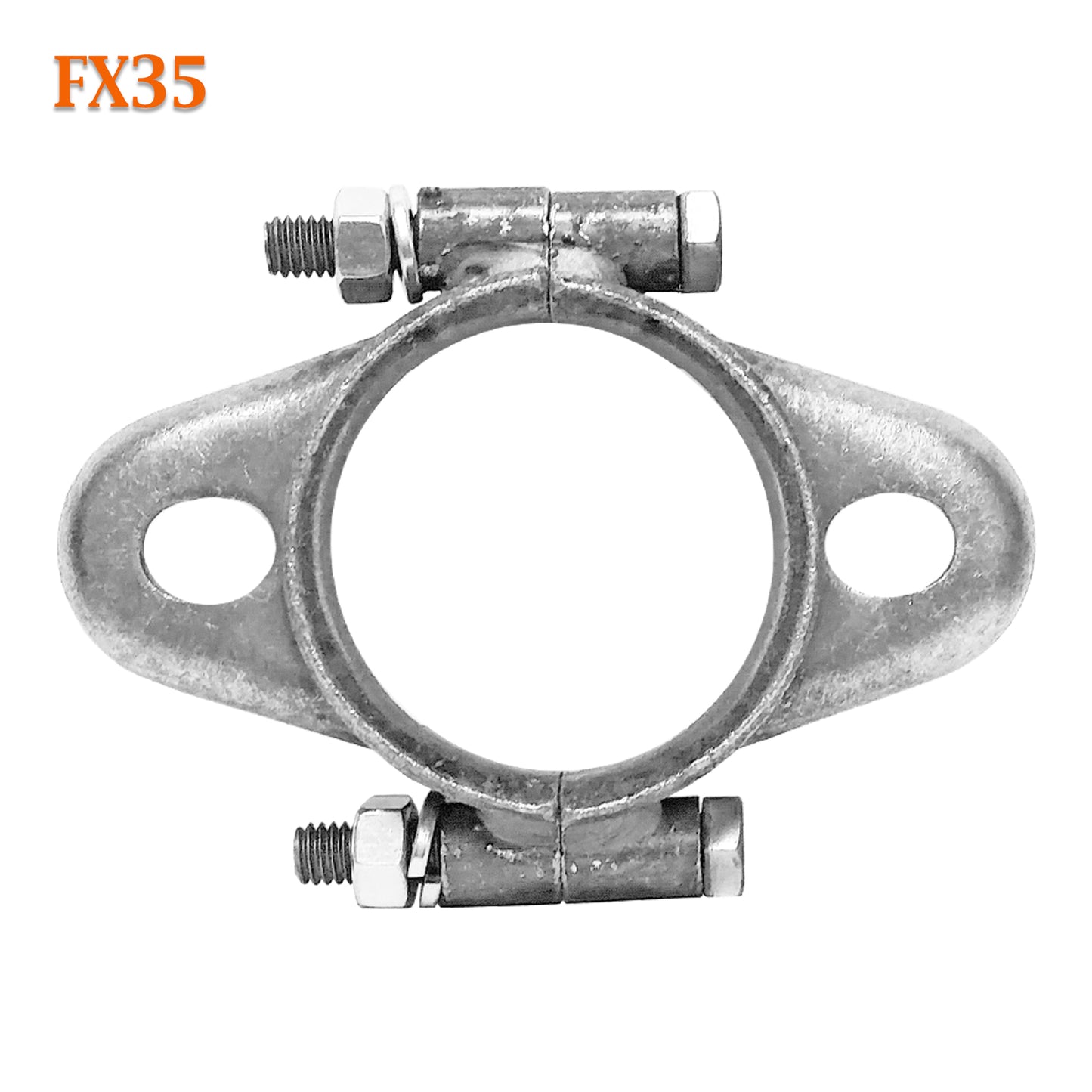 FX35 2 1/8" 2.125" Exhaust Flange Formed Oval Split For 1 3/4" 1.75" Flared Pipe