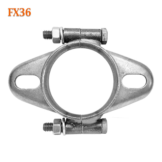 FX36 2 1/4" 2.25" ID Exhaust Flange Formed Oval Side Split For 2" OD Flared Pipe