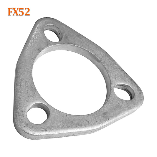 FX52 2 1/4" ID Flat Triangle Three Bolt Slotted Exhaust Flange Fits 2.25" Pipe