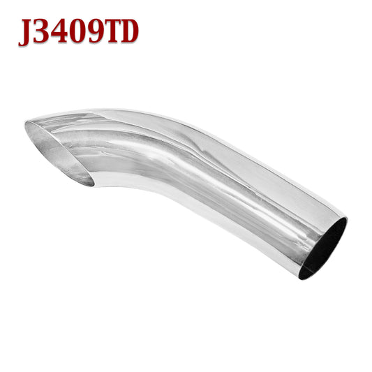 J3409TD 2" Stainless Steel Turn Down Exhaust Tip 2" Inlet 2 1/4" Outlet 9" Long