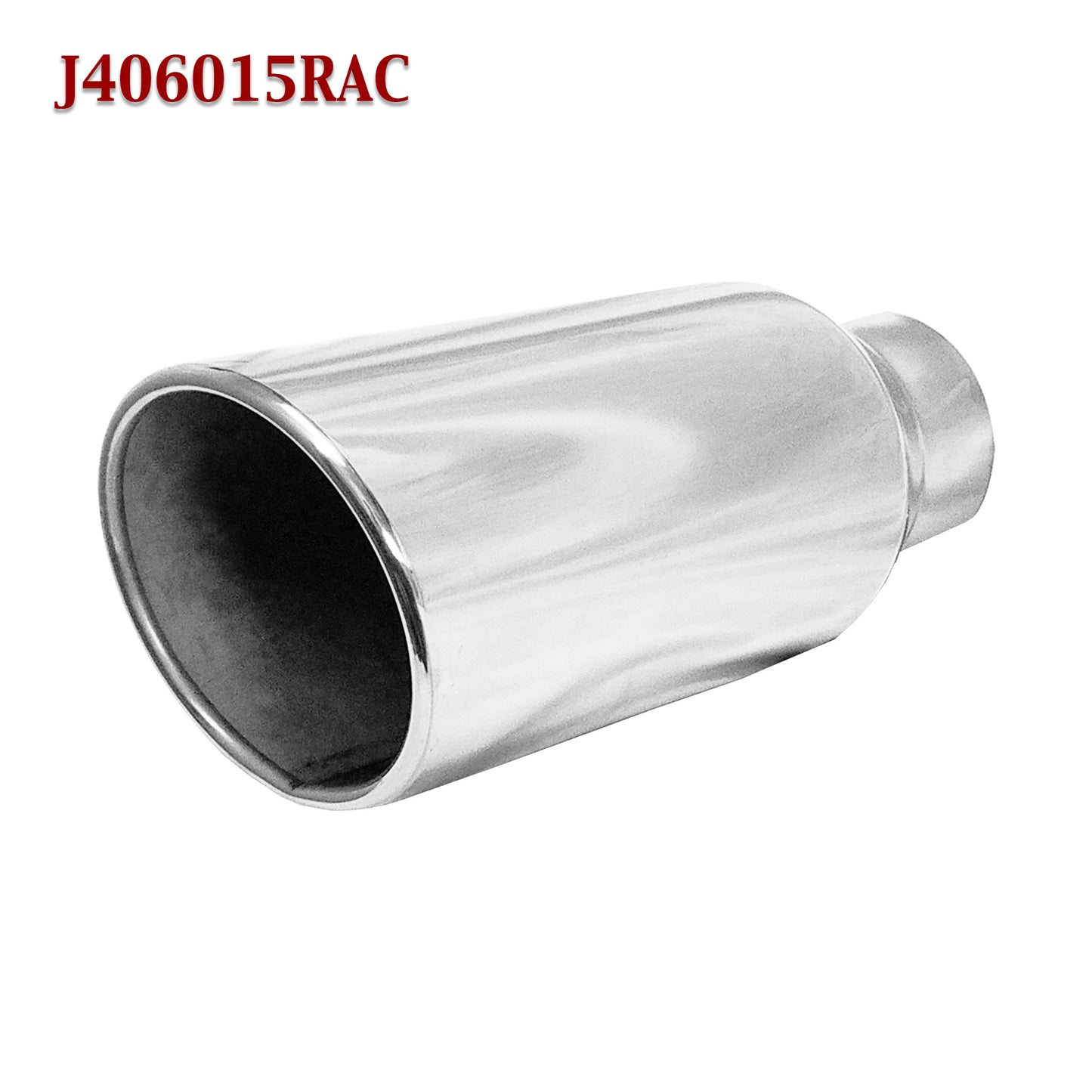 J406015RAC 4" Inlet Stainless Round Diesel Truck Exhaust Tip 6" Outlet 15" Long