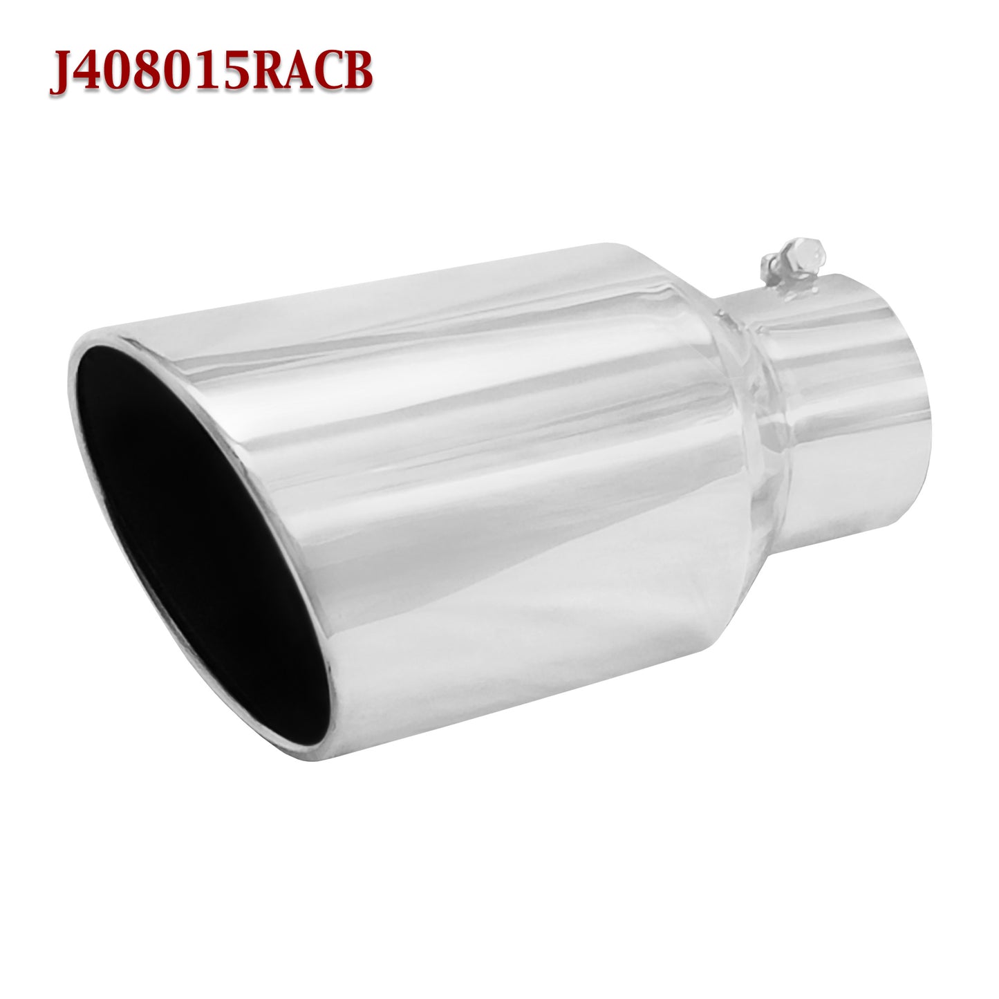 J408015RACB 4" Stainless Round Diesel Truck Bolt Exhaust Tip 8" Outlet 15" Long