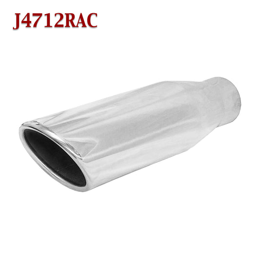 J4712RAC 2.25" Stainless Truck Exhaust Tip 2 1/4" Inlet - 3 1/2" 3.5" Outlet - 12" Long