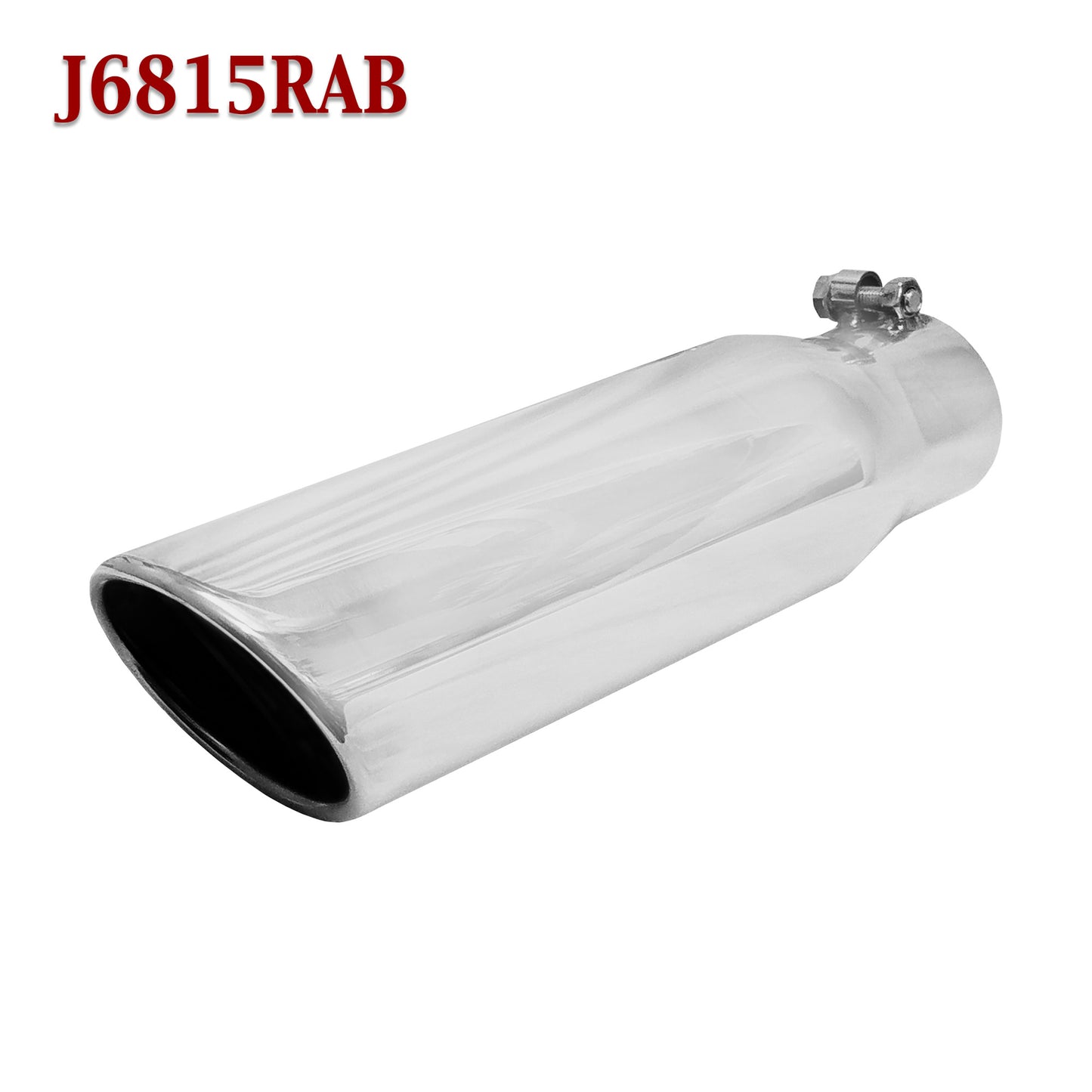 J6815RAB 3" Stainless Round Diesel Truck Bolt-on Exhaust Tip 4" Outlet 15" Long