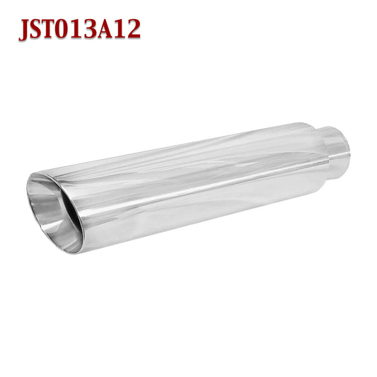 JST013A12 2.25" Stainless Round Truck Exhaust Tip 2 1/4" Inlet / 3" Outlet / 12" Long