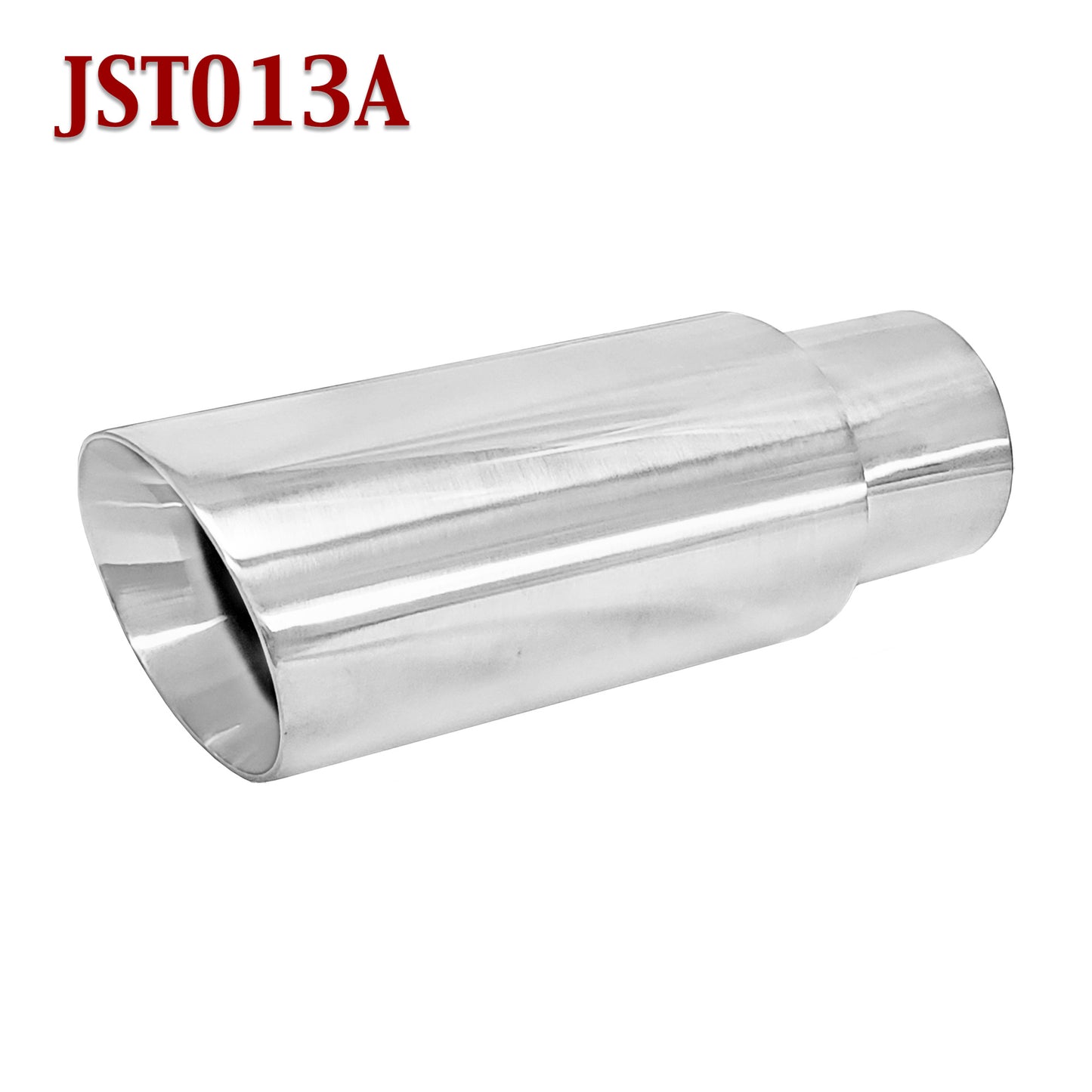 JST013A 2.25" Stainless Round Truck Exhaust Tip 2 1/4" Inlet / 3" Outlet / 8" Long