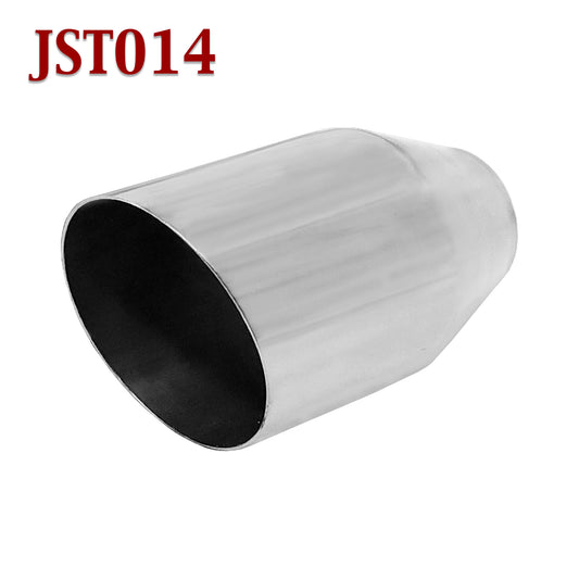 JST014 2.25" Stainless Round Oval Exhaust Tip 2 1/4" Inlet 4" Outlet 7" Long