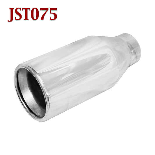 JST075 2.25" Stainless Round Exhaust Tip 2 1/4" Inlet / 4" Outlet 6" Tip 9" Long