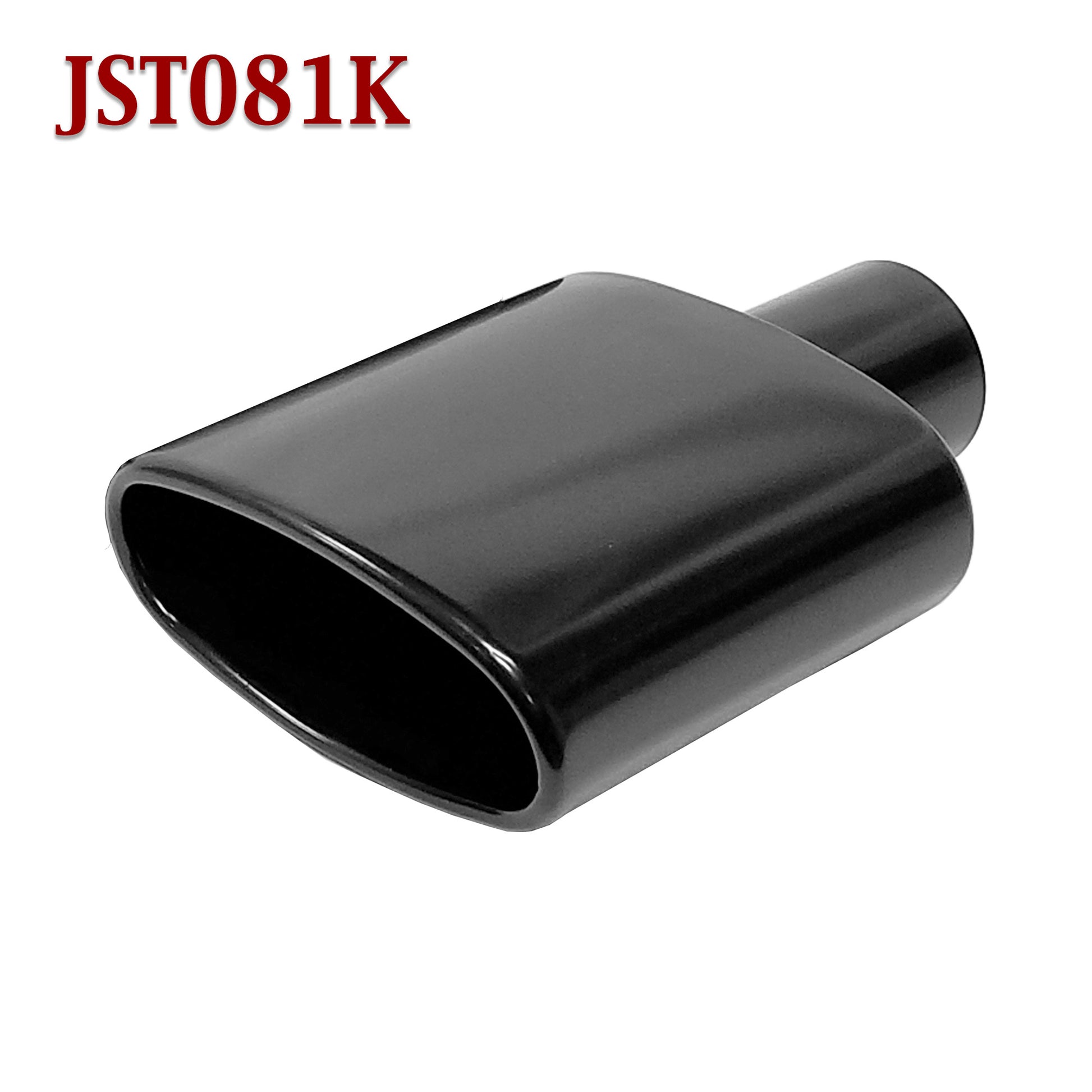 JST081K 2.25 Black Stainless Oval Exhaust Tip 2 1/4 Inlet / 6 x 2 7/8  Outlet / 6 Long
