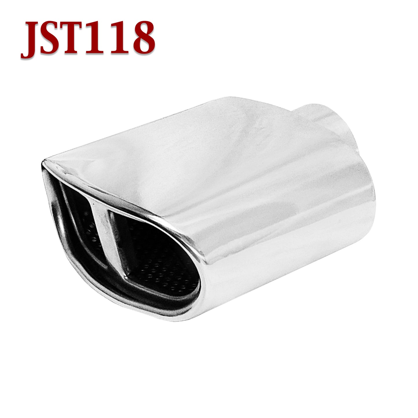 JST118 2.25" Stainless Oval Resonated Exhaust Tip 2 1/4" Inlet 5.5" Wide 7" Long