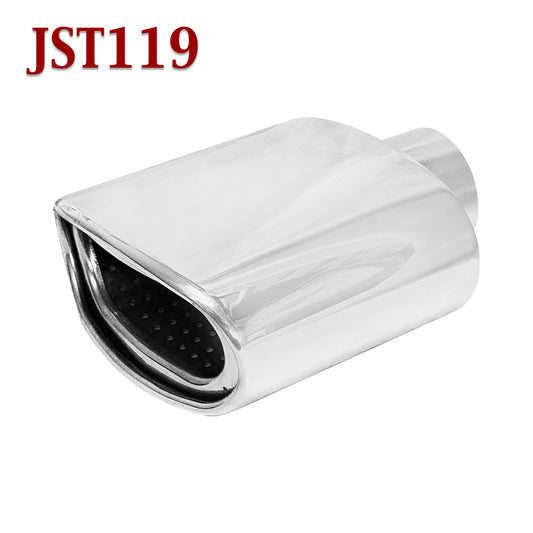 JST119 2.25" Stainless Oval Resonated Exhaust Tip 2 1/4" Inlet 5.5" Wide 7" Long