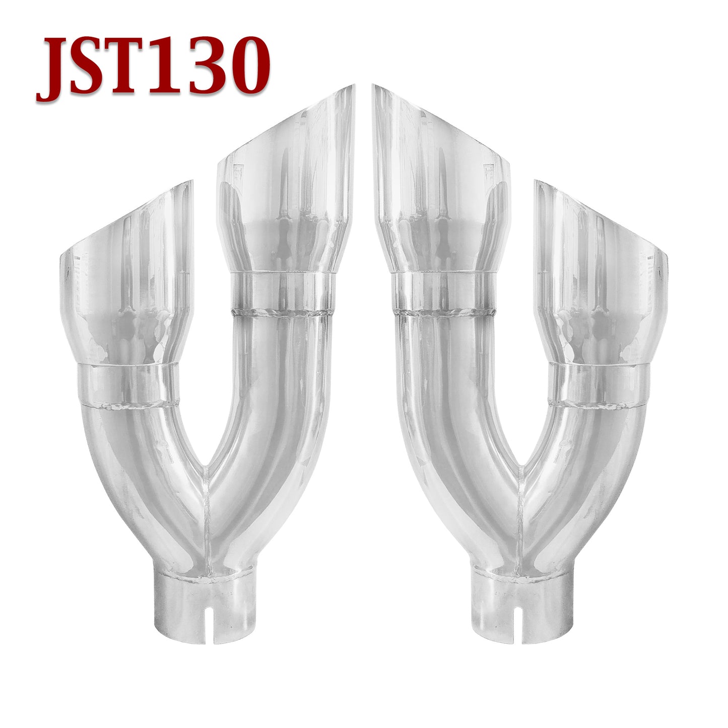 JST130 3" Stainless Dual Round Exhaust Tip 4" x 8 3/4" Outlet / 16" Long