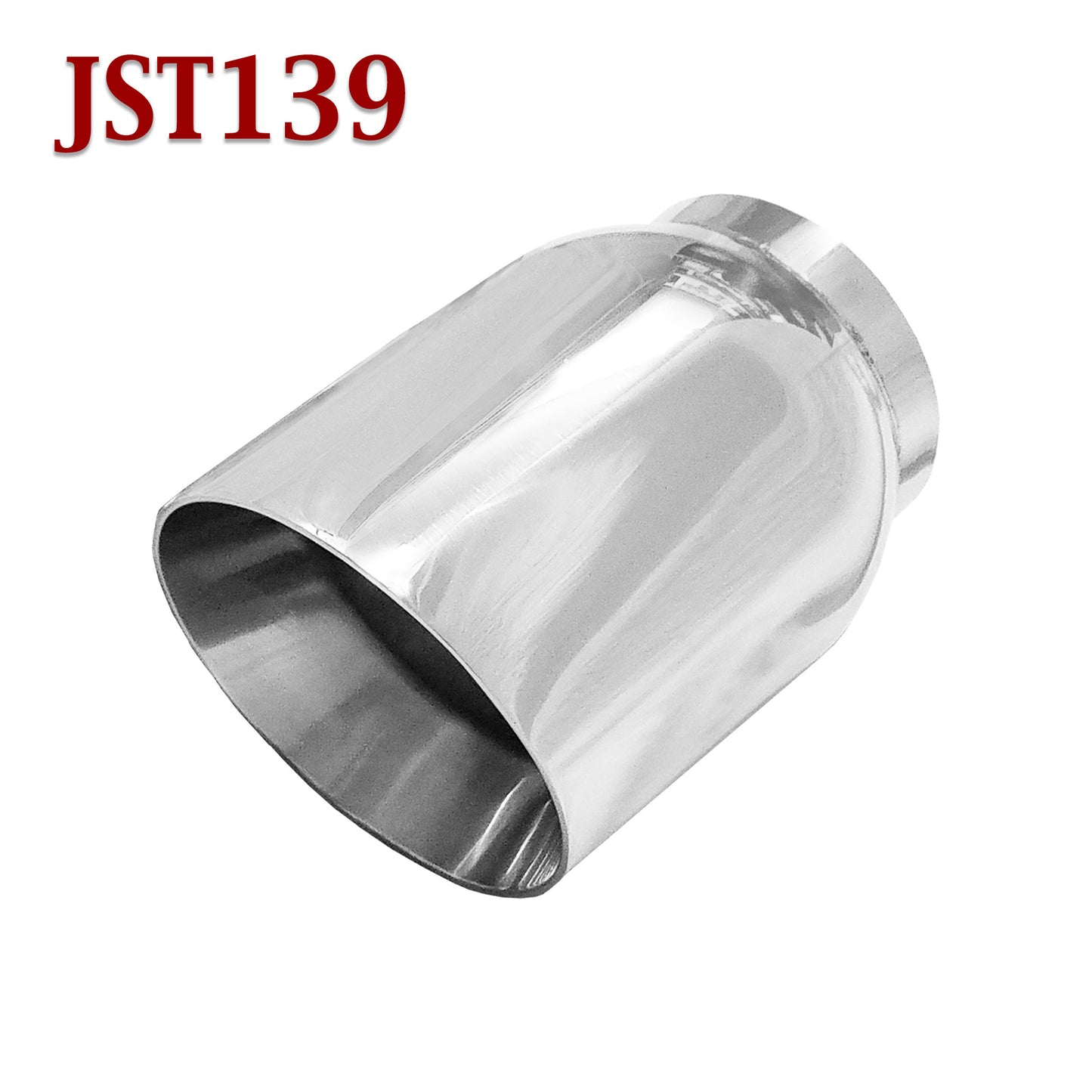 JST139 2.5" Stainless Round Exhaust Tip 2 1/2" Inlet / 4" Outlet / 5" Long
