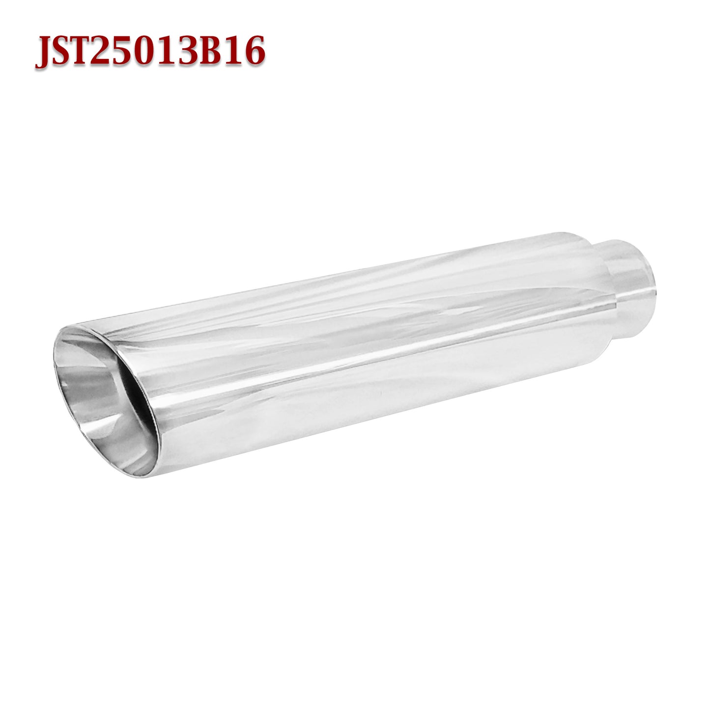 JST25013B16 2.5" Stainless Round Truck Exhaust Tip 2 1/2" In 3 1/2" Out 16" Long
