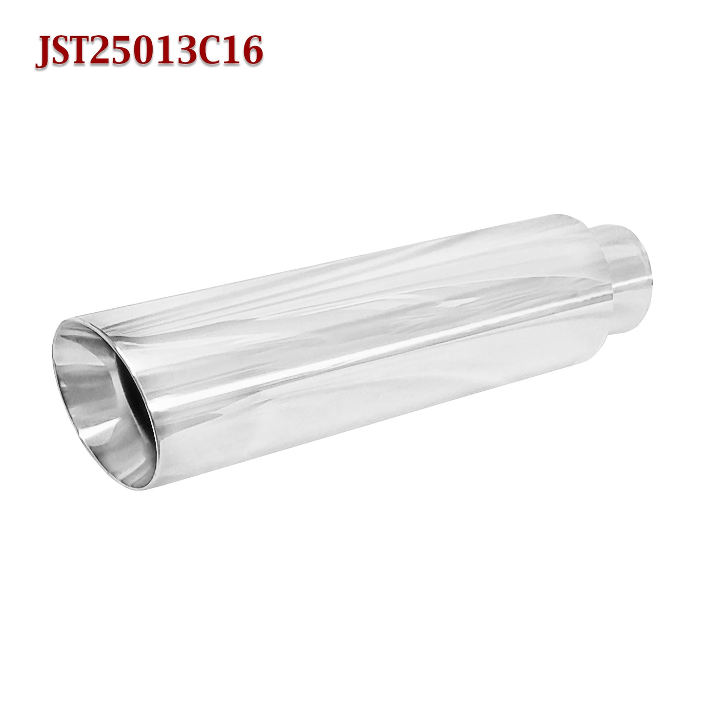 JST25013C16 2.5" Stainless Round Truck Exhaust Tips 2 1/2" Inlet / 16" Long