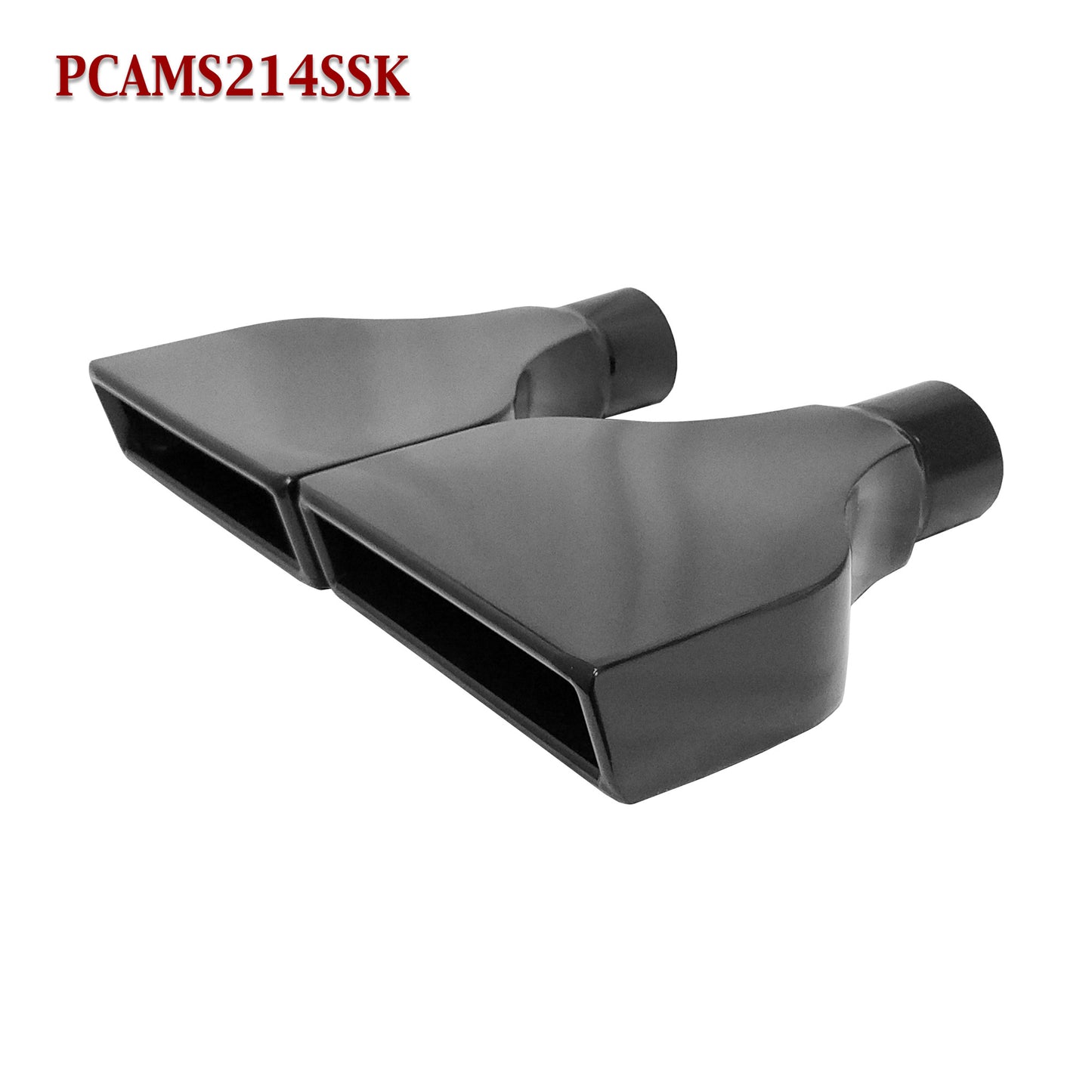PCAMS214SSK 2.25" Black Rectangle Corvette Camaro Exhaust Tip 2 1/4" Inlet 10" Long