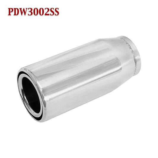 PDW3002SS 2.25" Stainless Steel Round Exhaust Tip 2 1/4" Inlet / 3" Outlet / 6 3/8" Long