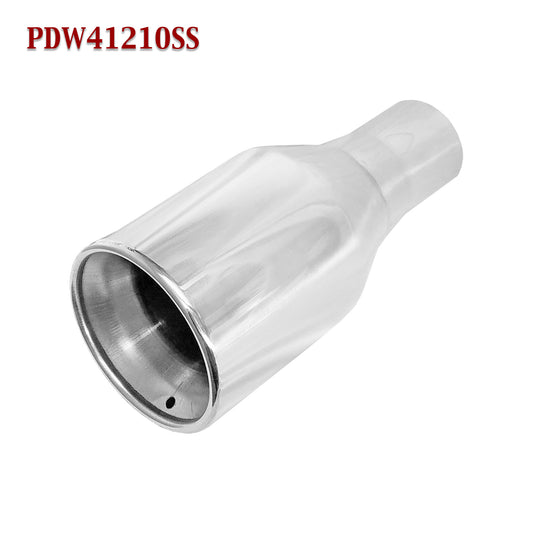 PDW41210SS 2.25" Stainless Steel Round Exhaust Tip 2 1/4" Inlet 4 1/2" Outlet 10" Long
