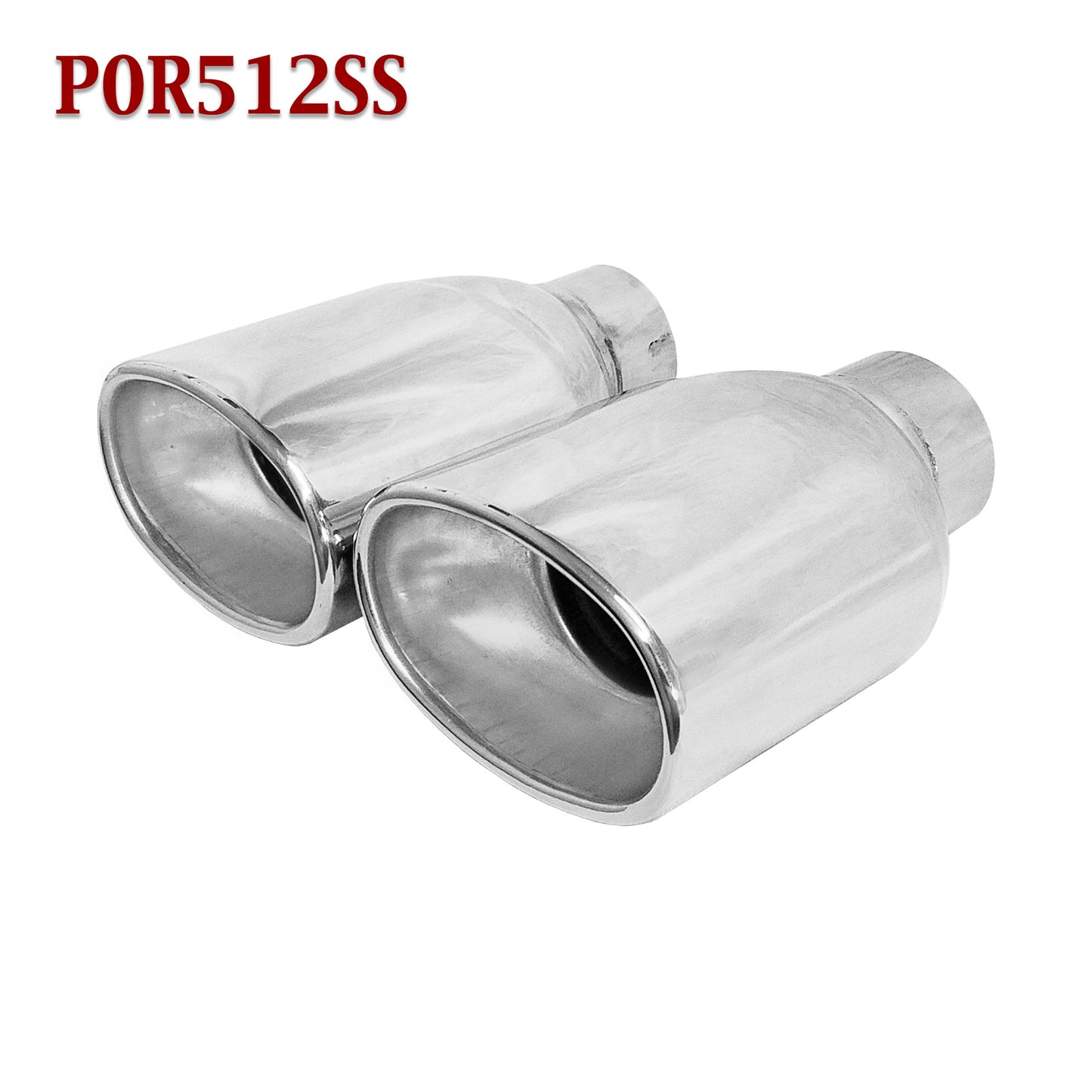 POR512SS 2.5" Stainless Oval Exhaust Tip 2 1/2" Inlet / 5 1/4" Outlet / 5" Long