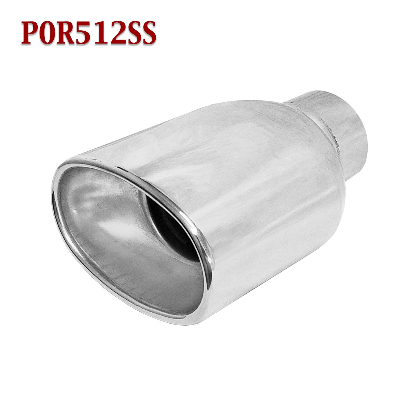 POR512SS 2.5" Stainless Oval Exhaust Tip 2 1/2" Inlet / 5 1/4" Outlet / 5" Long