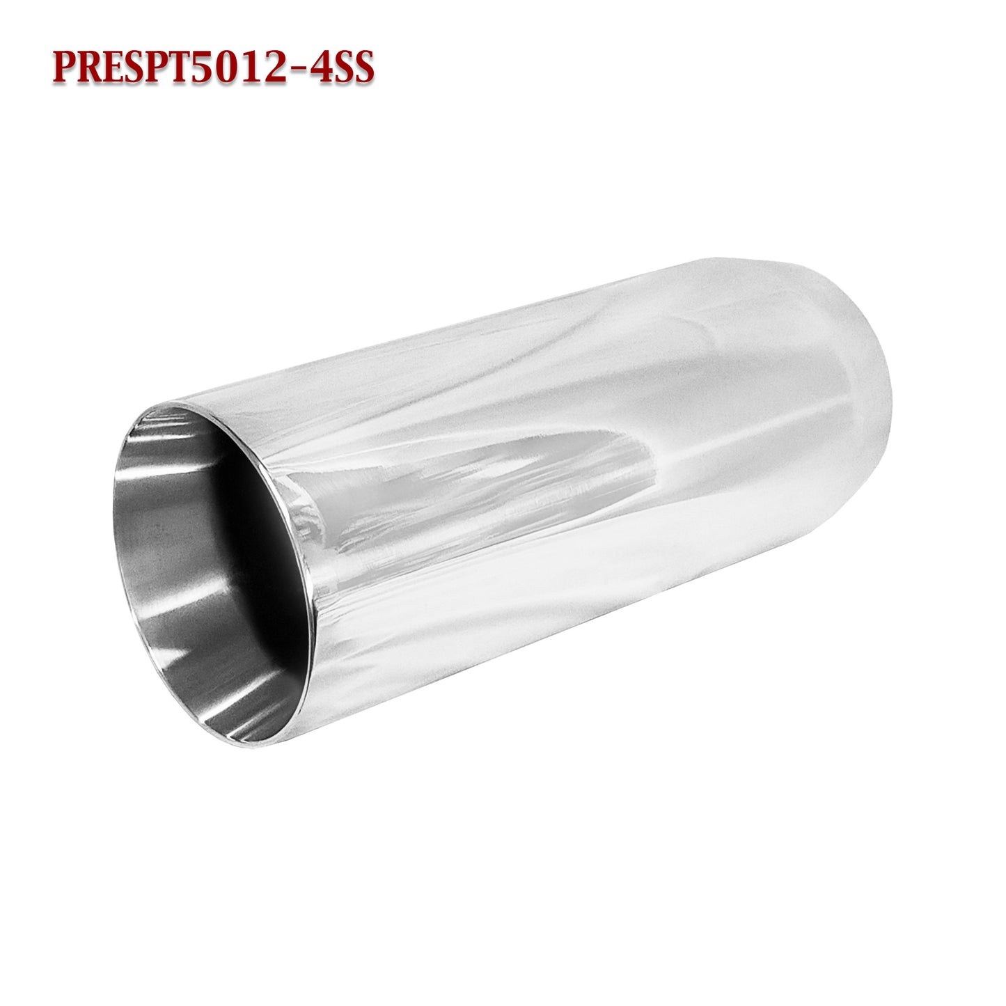 PRESPT5012-4SS 4" Stainless Resonated Diesel Truck Exhaust Tip 5" Outlet / 12" Long